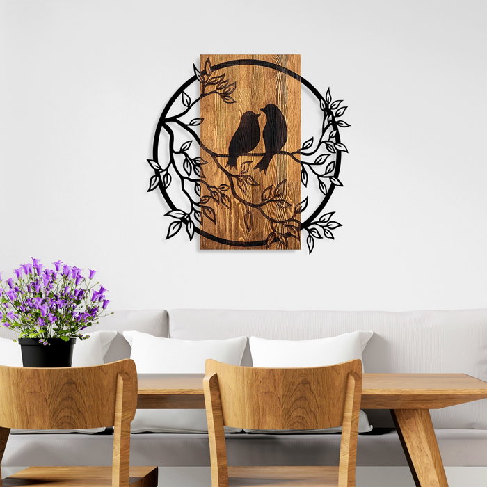 Wallity Couple Birds Escultura de Pared en Nogal y Negro Wallity Couple Birds Escultura de Pared en Nogal y Negro